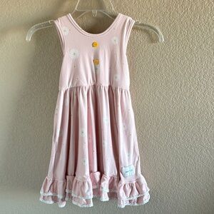 Charming Pink Floral Kids Dress with Button Accents